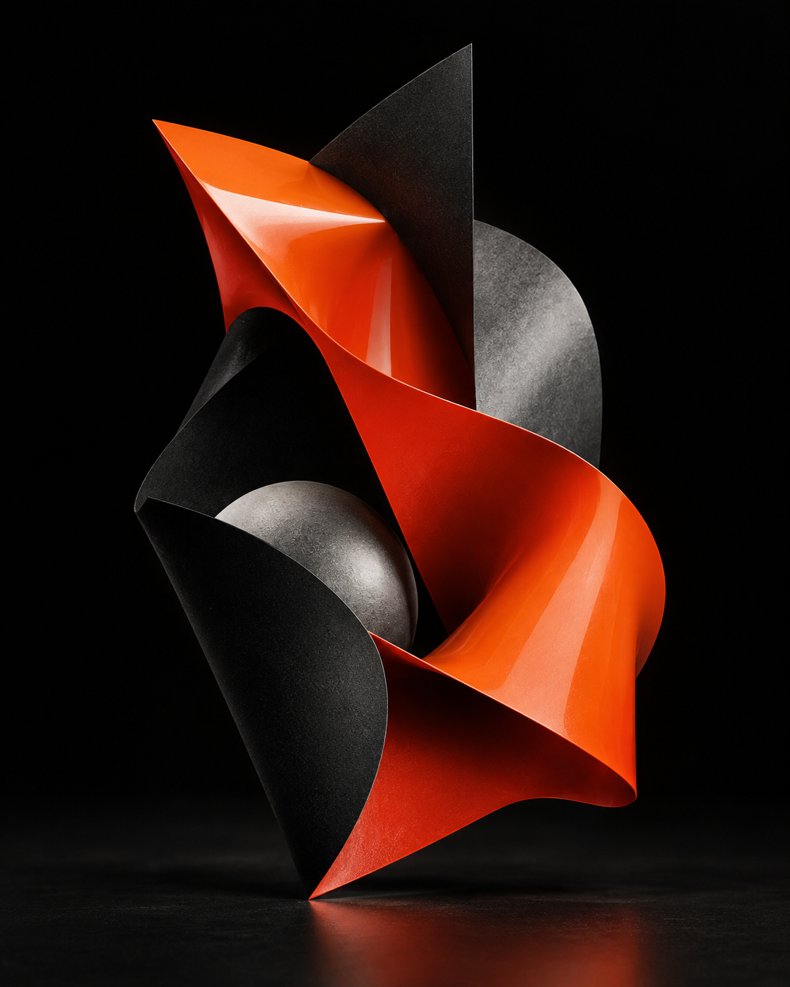 Abstract orange and red sculptural form